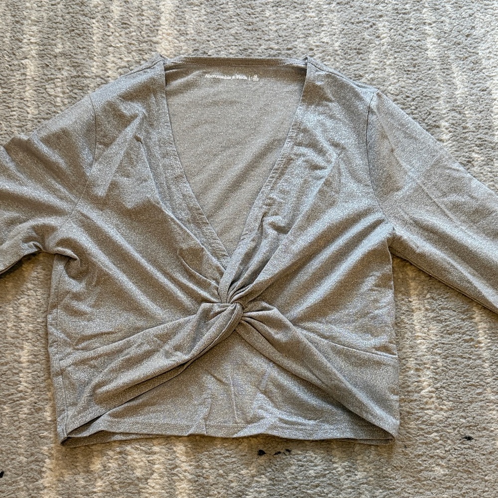 Abercrombie Silver Twist Front Long-sleeve Top